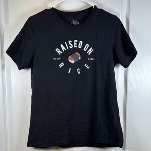 T&C Surf Company Black Raised on Rice Graphic Shirt Size Med EUC #5604
